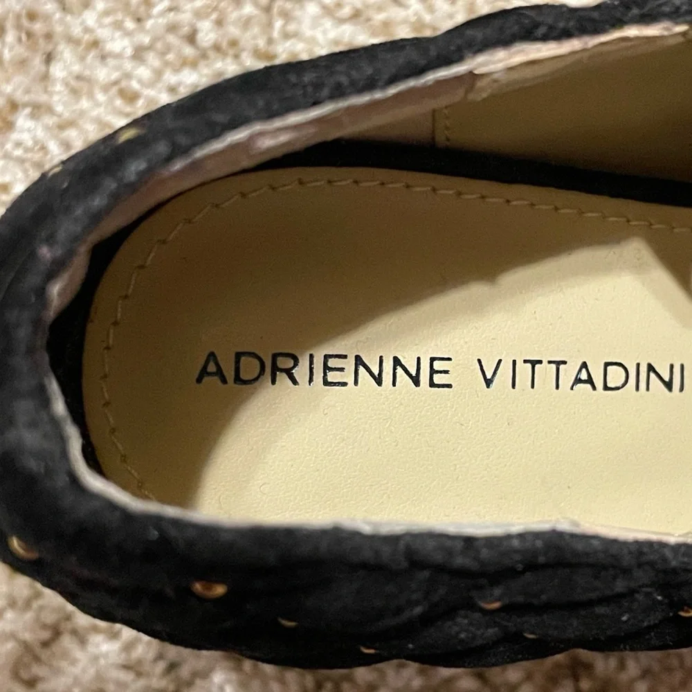 Adrienne Vittadini Black Suede Cuffed Studded Ankle Bootie stiletto 9-1/2 M EUC - Picture 14 of 16